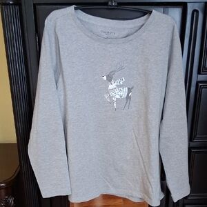 Talbots Bejeweled Deer Tee L Petite NWT